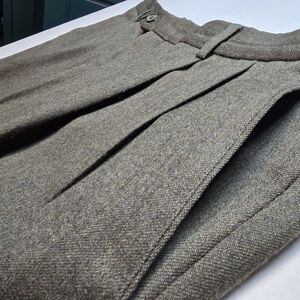 Vintage Olive Green Italian Wool Trousers Women XL Classic Preppy Academia